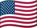 Bilden visar USA:s flagga som en emoji, med de karaktäristiska ränderna i rött och vitt samt ett blått fält med vita stjärnor i det övre vänstra hörnet. Flaggan ser ut att vaja lätt i vinden.